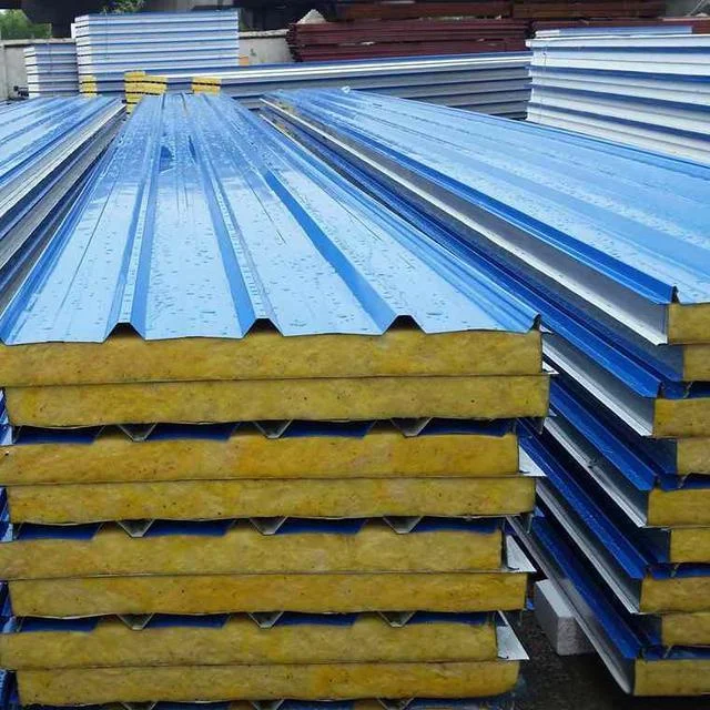 Insulated Wall Panel Exterior Rock Wool Sandwich Mechanized Strafor Handmade Rock Wool Sandwich Panel