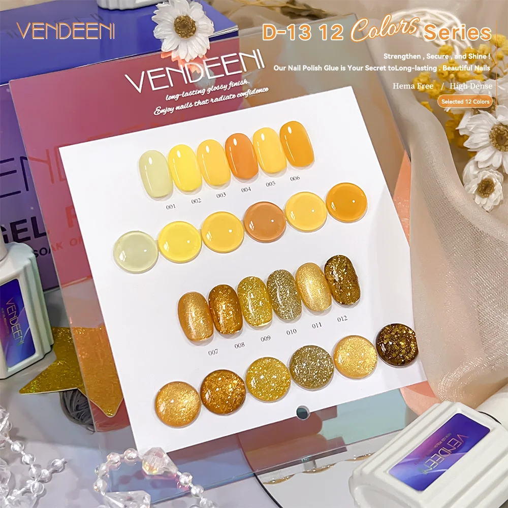 Low moq wholesale 12 color series reflective diamond gel nail polish set non toxic glitter uv gel polish art product custom logo