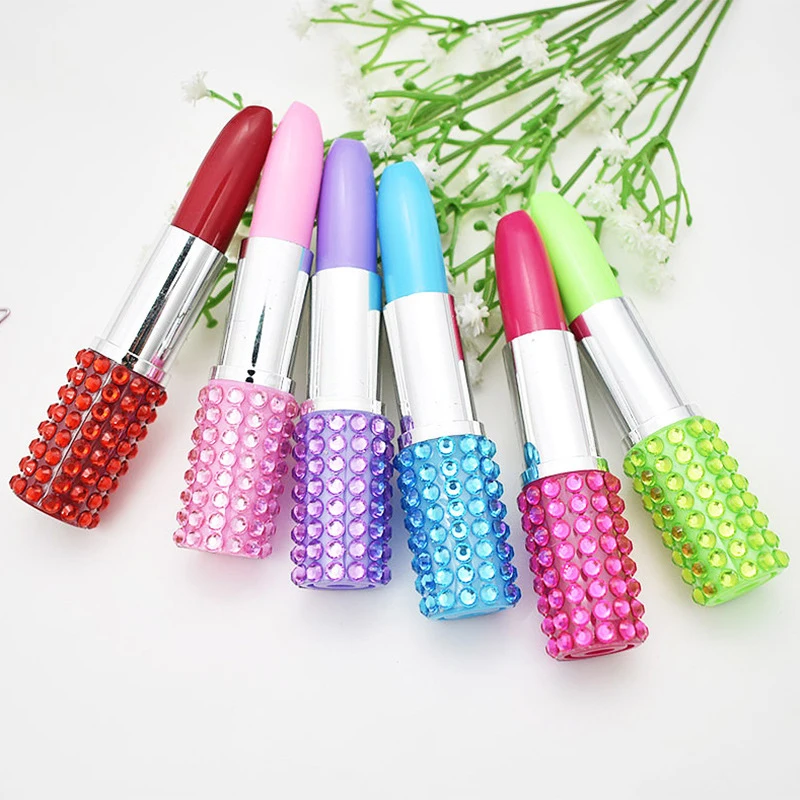 China Manufacturer Fancy Ballpoint Pen Colorful Novelty Mini Crystal Lipstick Pen For Gift