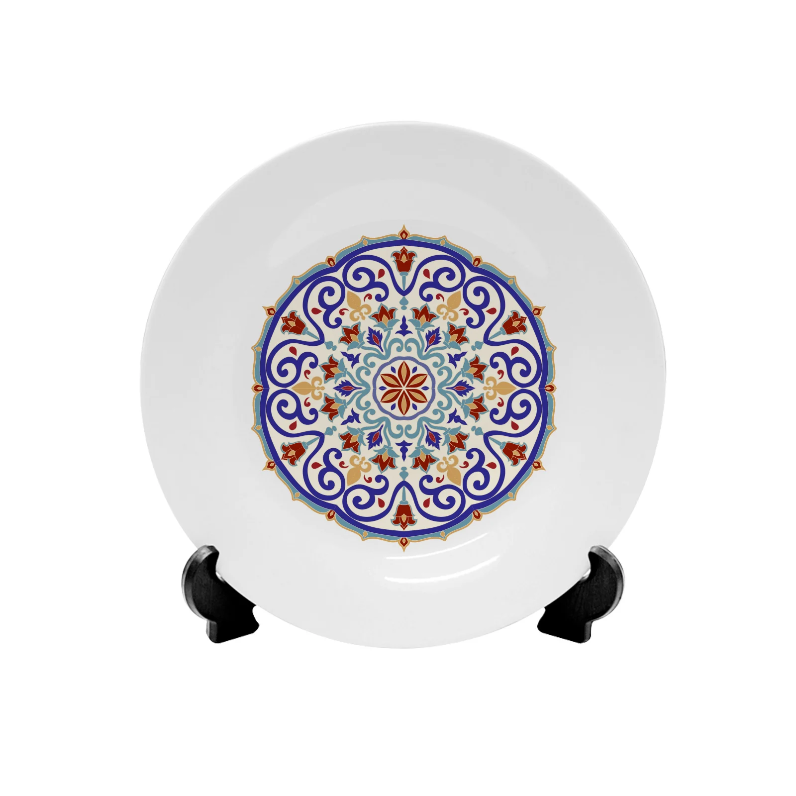 PYD Life Custom Logo Printed White Dinner Plates Round Flat And Dishes Sublimation Ceramic Plates For Restaurants