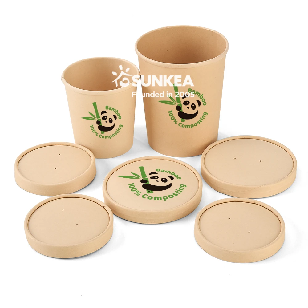 8,12,16,20,26,32oz Customized take away Food Grade bamboo pulp soup container with lid