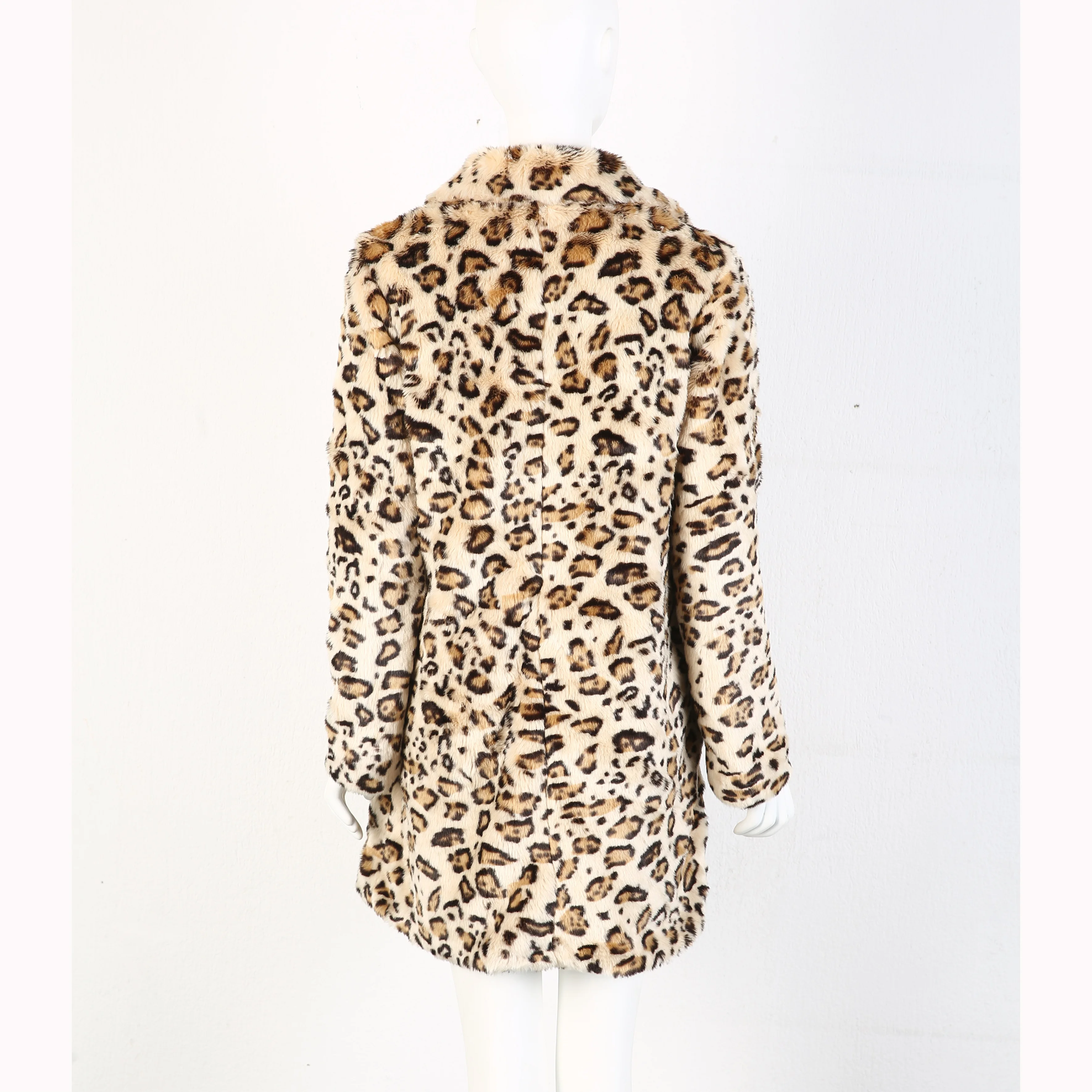 LEOPARD PRINT CLASSIC KNEE LENGTH FAUX FUR COAT