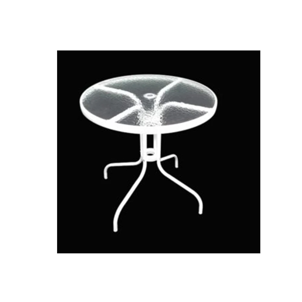 Glass top round table white 70cm