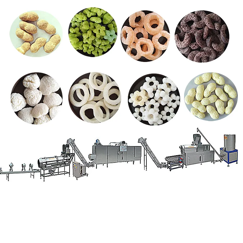 small automatic corn flour snack food extruder puffing making processing machine for food factory