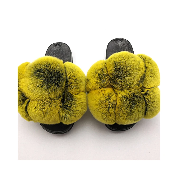 
Quality And Quantity Assured Smooth Fur Flip Flop Slippers Women Fur Slippers Fluffy Fur Slides 