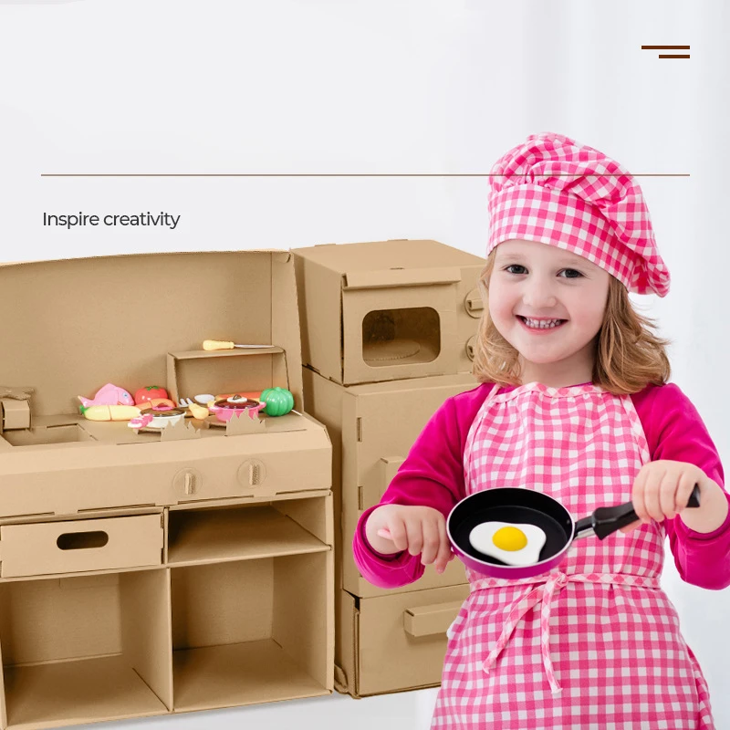 
Diy Cardboard Kitchen Microwave Oven Refrigerator Handmade In Kindergarten 