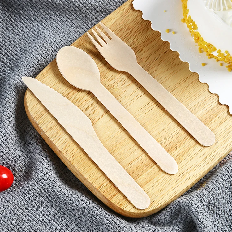 Cutlery Biodegradable Spoons Forks and Knives Flatware Sets Wholesale Cheap Bulk Wooden Restaurant Dinnerware, Hotel Wood,wood