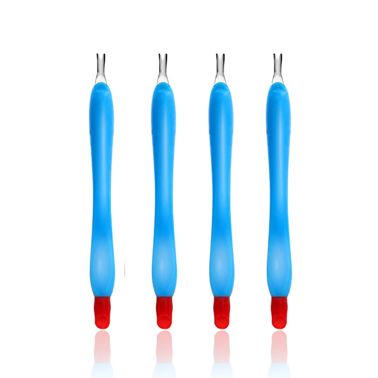 Manufacturer Plastic Stainless Steel Manicure Fork Nail Clean Cuticle Remove Pusher For Nail