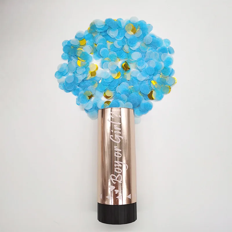 Ручной фейерверк для вечеринки Push Pop Poppers мальчик или девочка пол раскрыть Конфетти Для салюта пушка Поппер
