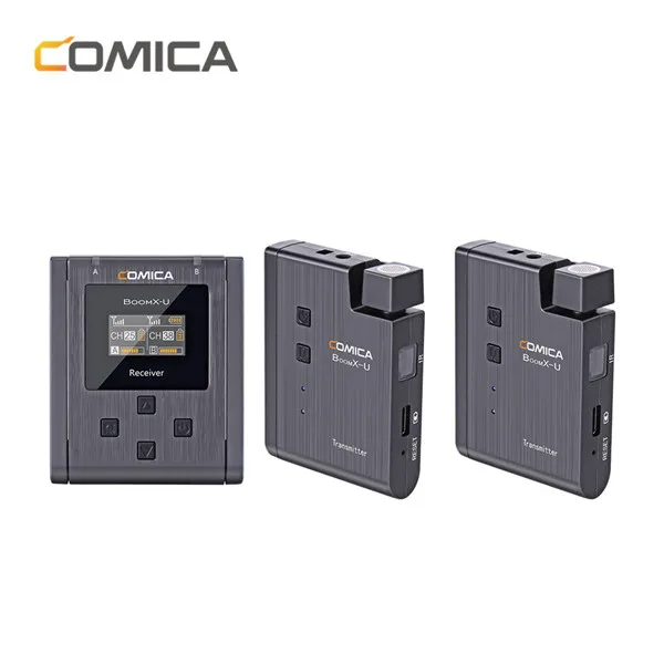 COMICA  Broadcasting-Level Multi-functional Mini UHF Wireless Microphone with Dual-transmitters and One Receiver