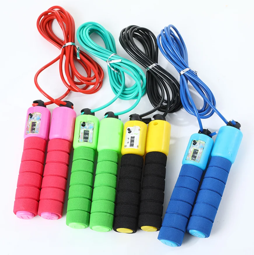 Hot Selling Sponge Handle Adjustable Jump Counter Electronic Digital Skipping Rope For Exercises