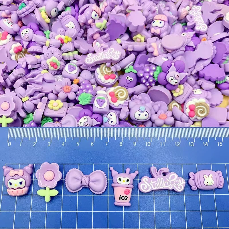 100Pcs Cartoon Color Series Random Mixed Resin  Charm for DIY Decorative Accessories