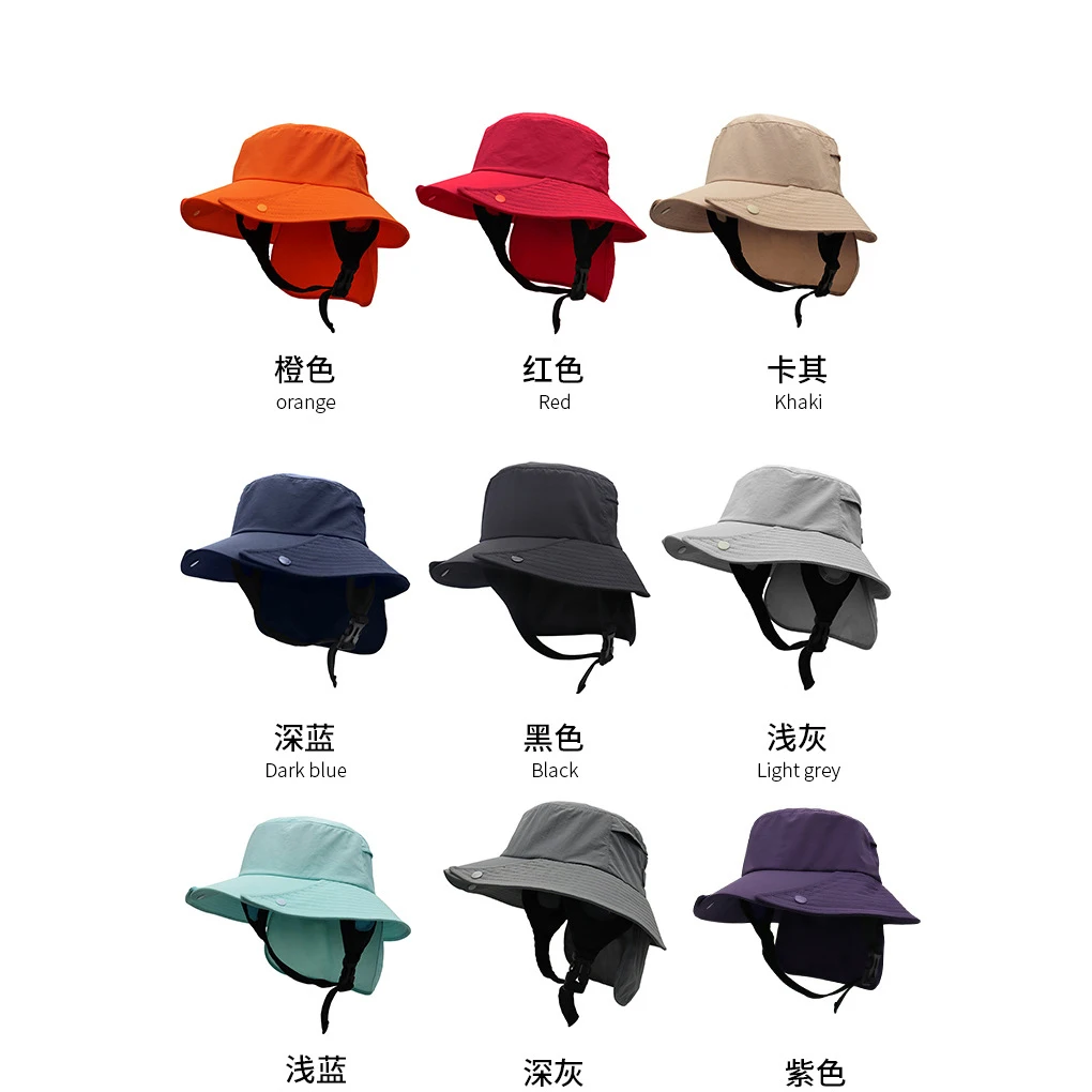 UPF50+ Wide Brim Detachable Neck Cover Fisher Hat Riding Cycling Fishing Hats Quick Dry Sun Protection Surf Hat