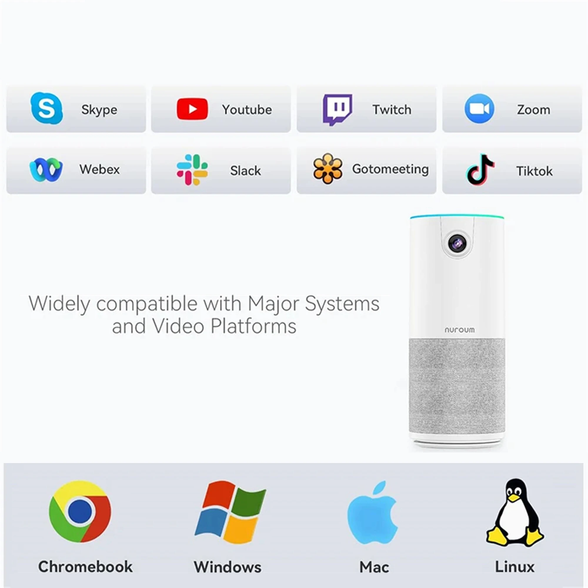 Nuroum Speakermic Cam Meeting Speaker All-In-One Video Conference Camera With Microphone