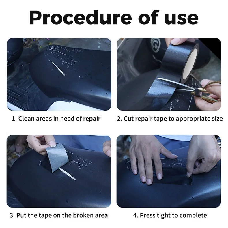 Waterproof Motorcycle Cushion Repair Leather Car Interior Sofa Down Jacket Hole Patch Black Adhesive Duct Tape