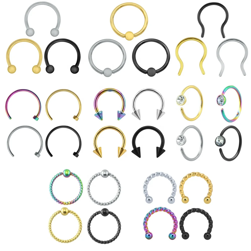 Hot Sales BCR Nose Ring Ear Piercing Ear Septum Nipple Ring Body Piercing Jewelry Stainless Steel Engagement Rings for Women