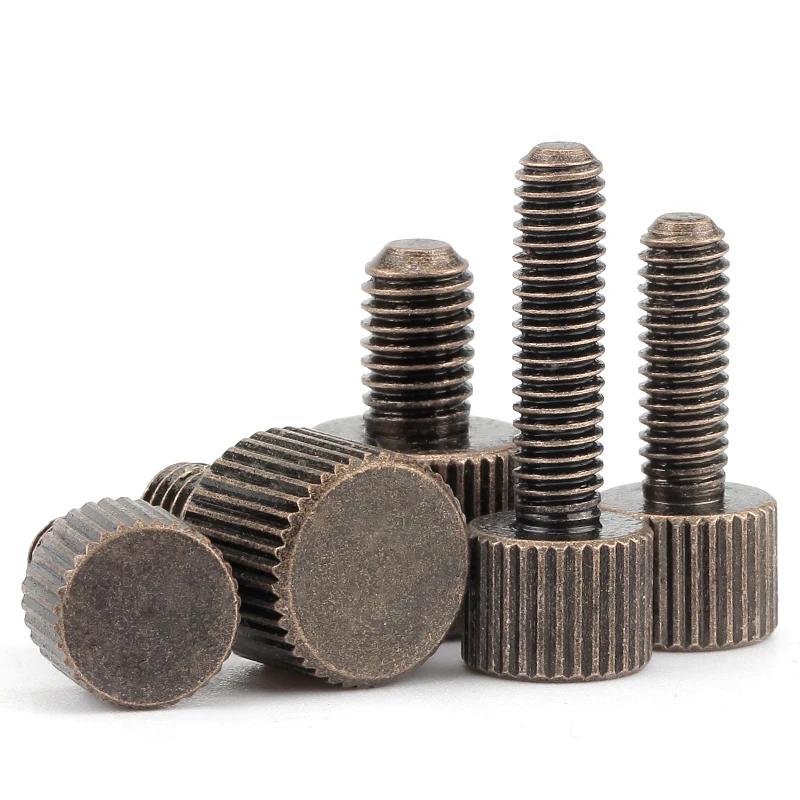 Bronze Single Head Knurled Hand Screws Cylindrical Head Hand Screw Manually Tightened Bolts Small Flat Head Adjusting Bolt