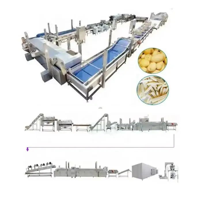 500kg~2000kg Automatic 2 in 1 Half Fried Potato Frozen French Fries /Cassava Croquettes Fries Making Machine Production Line