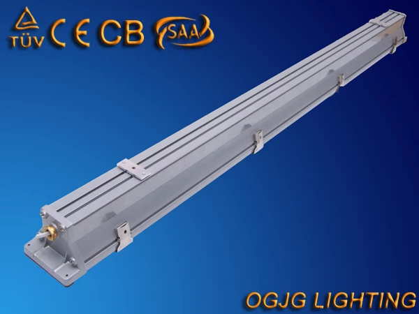 OGJG single double t5 t8 fluorescent tube lights LED vapor tight fixture 2x36w IP67 waterproof tri-proof light
