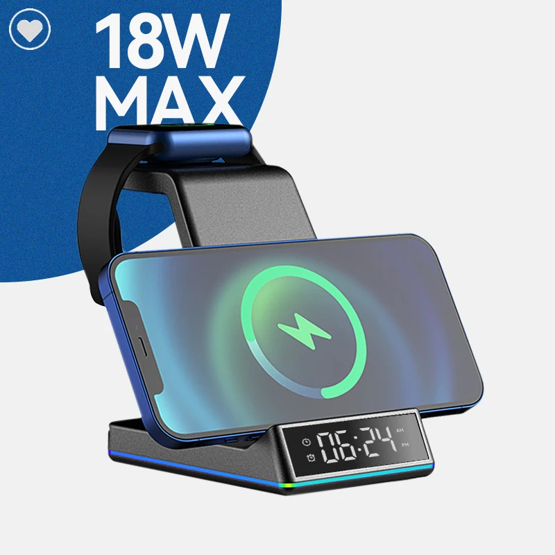 Mobile Phones Holder 2021 Wholesale Wireless Charger 5 in 1 Qi Stand 10W Fast Wireless Charging Adapter for iphone 12 Charger