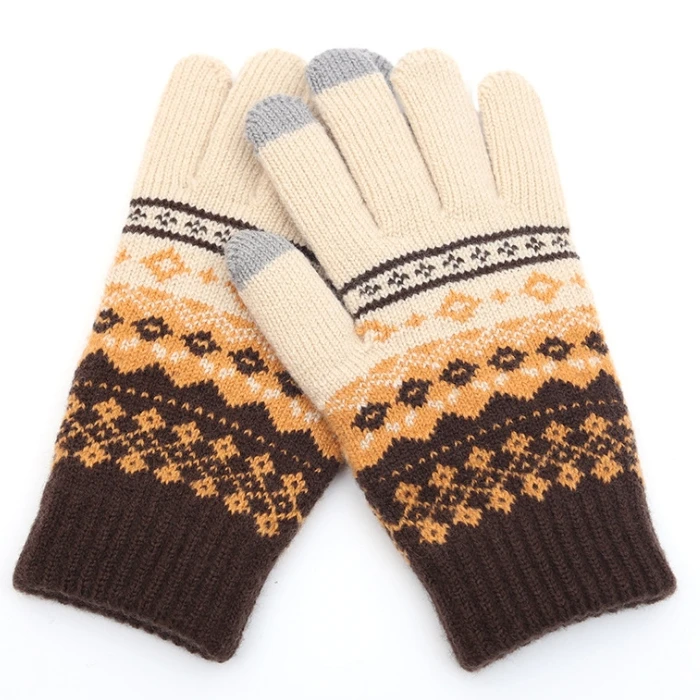 High Quality Winter Gloves Knitted Warm Touch Screen Gloves Striped Fashionable Warm Gloves