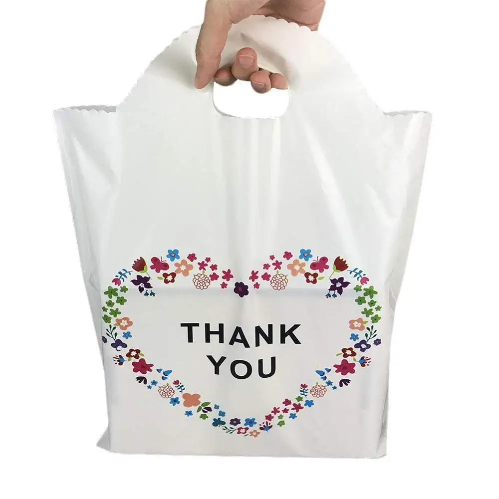 
12x16 Die-Cut Handle Plastic Thank You Floral Merchandise Shopping Bags 