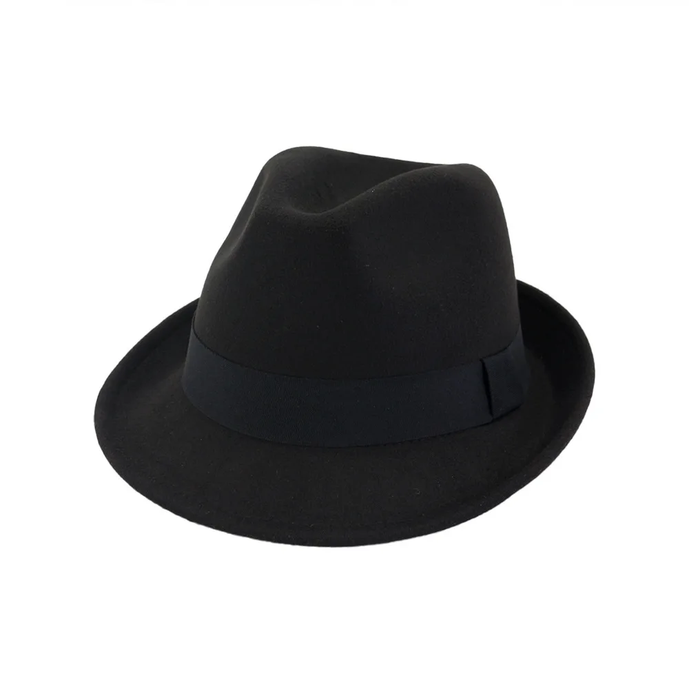 
MNXJS002 wholesale fedora men sombrero fadora wool felt hats women short brim mini fedora cap 