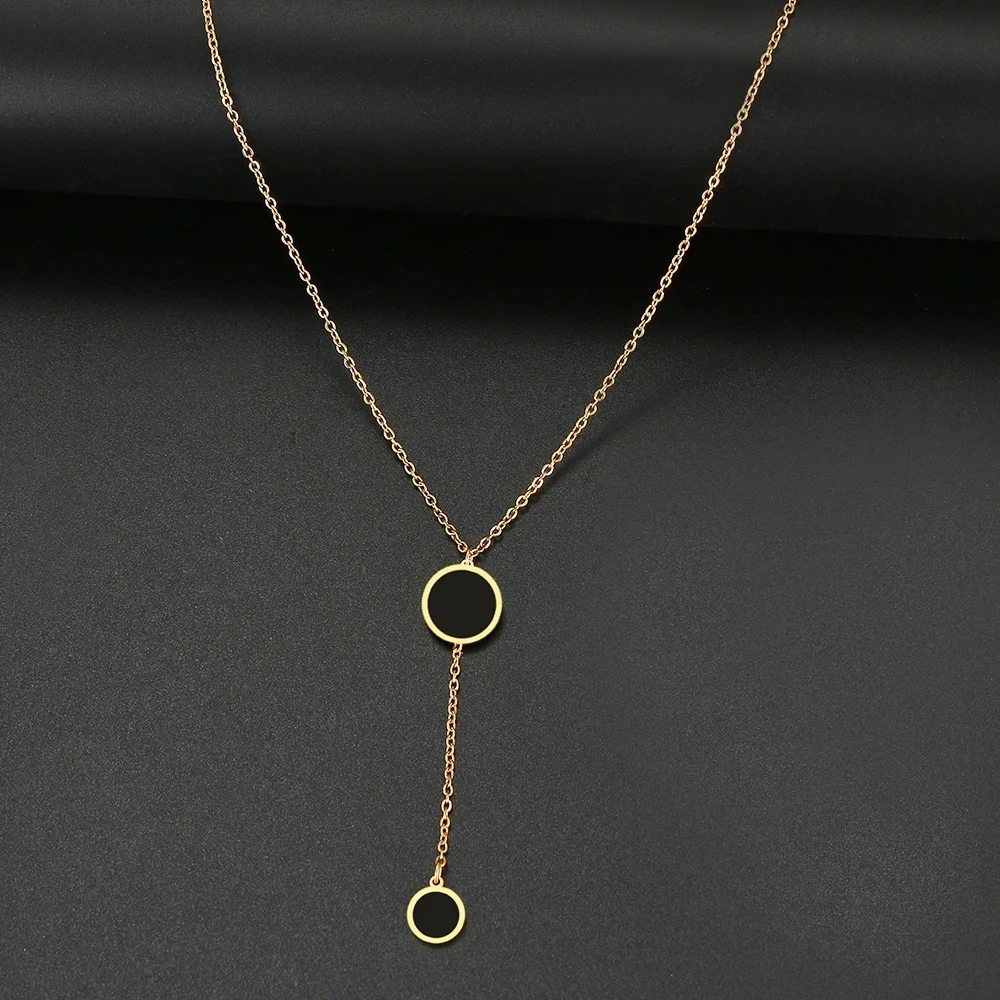 Stainless Steel Necklaces Round Minimalist Light Luxury Pendants Two Accessories Best Friend Necklace For Women Jewelry