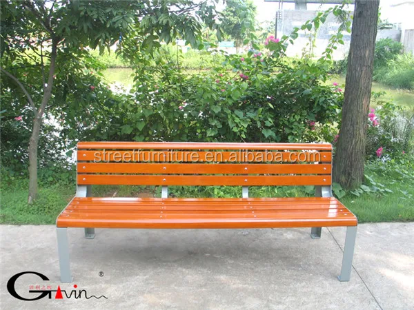 Metal frame and solid timber wood outside garden and park seat natural hard wood outdoor picnic bench