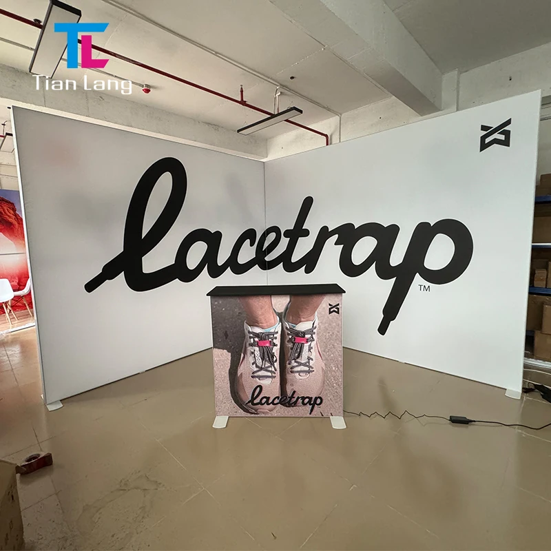 Free Design Backlit Exhibition Booth Design Portable Trade Show Backdrop LED L-shaped corner exhibition Light Box