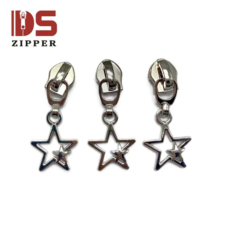 Creative and customizable rainbow color golden star pull tab zipper can be used for nylon plasticzipper