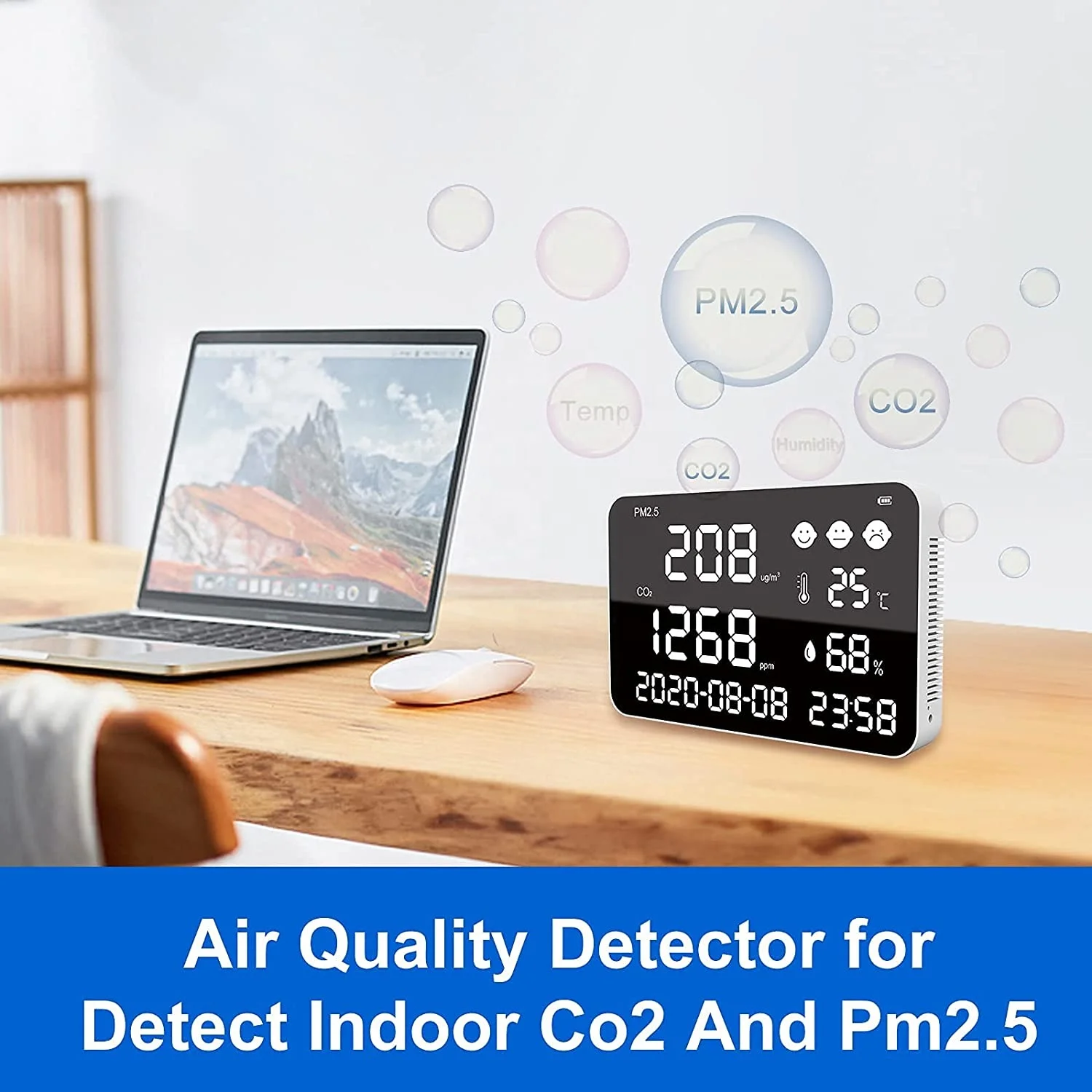 Portable Usb Charging Office Professional Gas Analyzer Monitor Meter Carbon Dioxide Detector Co2 Meter