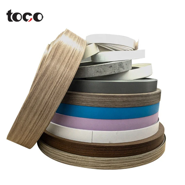 Toco Factory Trade Assurance Natural Wood Veneer  Mdf Board Paper Preglued Melamine Pvc Edge Banding Tape For Furniture