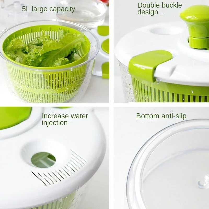 5L Fruit Drain Vegetable Dryer  Large Salad Spinner For Wash dehydrator Household kitchen tools Hand dryer Water dispenser