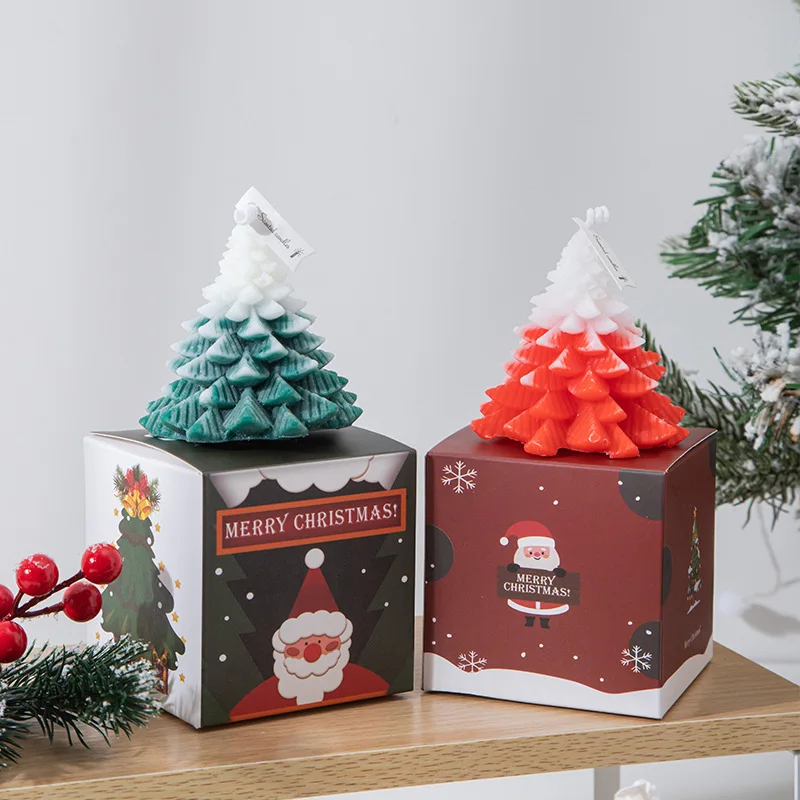 Festive ambience Multi-color Christmas Tree modeling Plant essential oil Smokeless natural soy wax scented candle