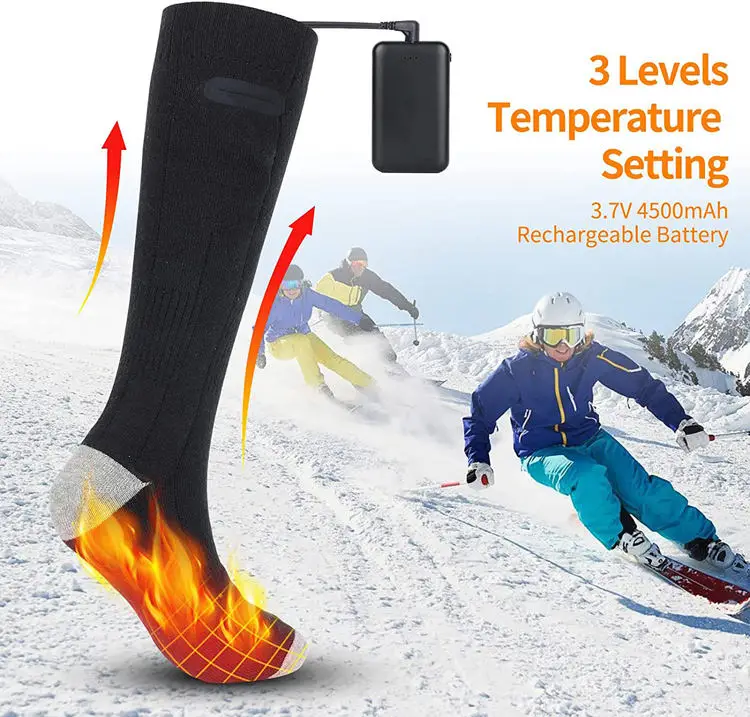 Rechargeable Electric Washable Heating Thermal Sock Winter Cotton Socks Heated Socks for Outdoor Hiking Skiing