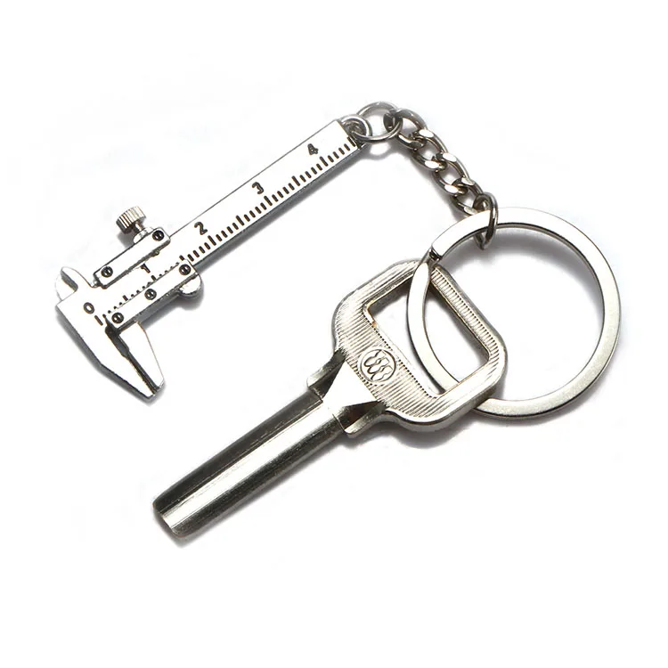 Mini Vernier Caliper Measurement Model Key Chain Zinc Alloy Stylish Silver Key Chain
