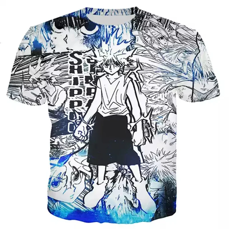 New design 3d custom wholesale chemise homme polyesterclothing men t shirts anime shirt cartoon hunter x hunter t shirt