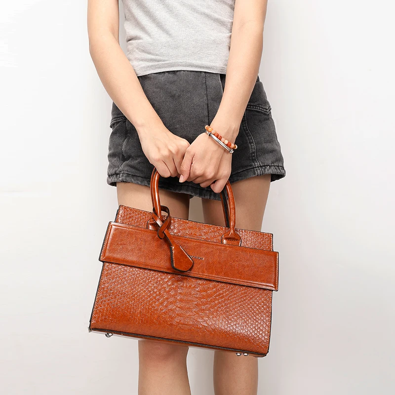 Crocodile Leather Woman Shoulder Handbag and Purse Luxury Tote Hand Bag Wholesales Custom logo Handbags for Women Luxury Leather