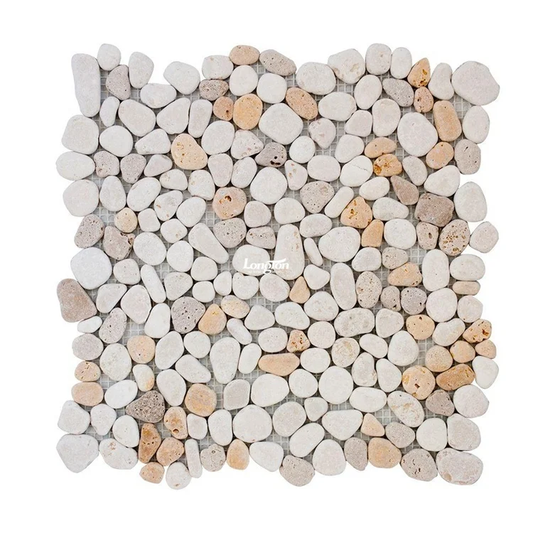 White Stone Mosaic Swimming Pool Seaside Courtyard Mosaic Moldings Stone Tile