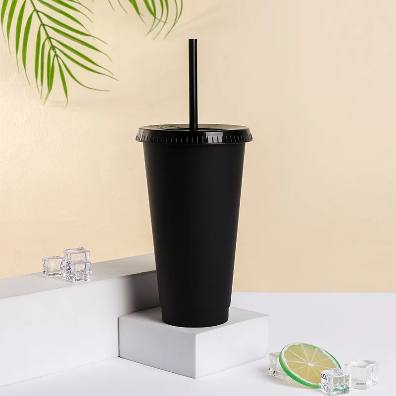 Reusable Cup with Lid and Straw Plastic Colorful Iced Coffee Cup Travel Mug Cold Drink Bulk Tumbler for Birthday Party