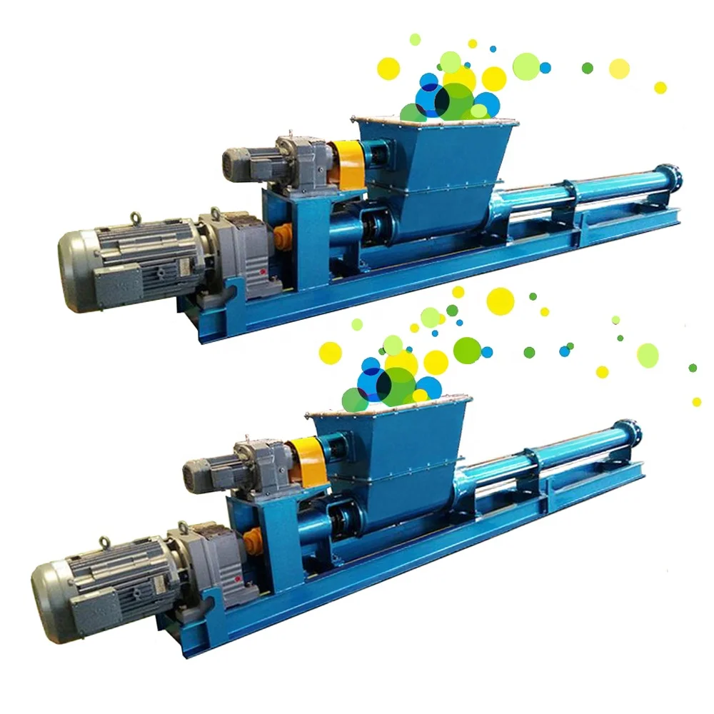 Hopper Feeder Screw Pump for High Solids Content Material Such as Sludge Cake or Dough