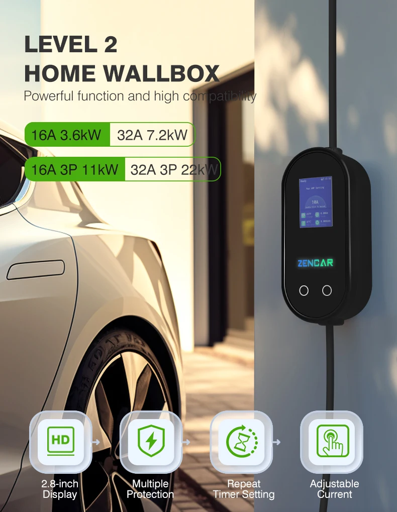 Portable ev charger different current switching electric car charger for electric vehicle cars with sae j1772