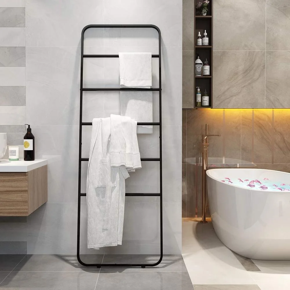 Metal Black Blanket Towel Ladder Carpet Stand Scarves Display Leaning Ladder Rack