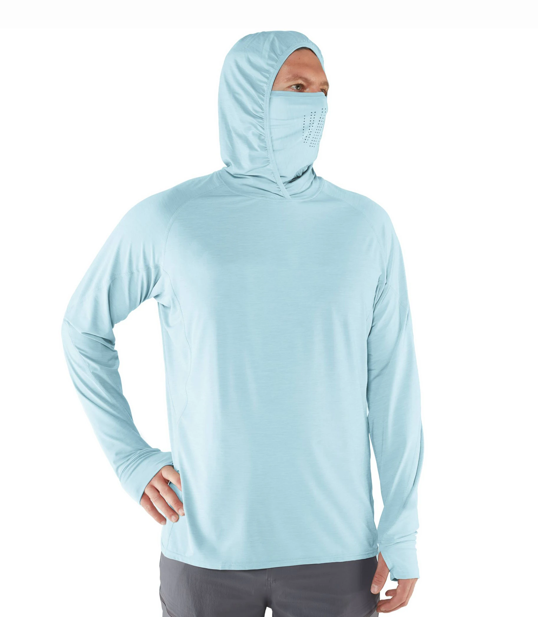 Мужская комбинированная рубашка из полиэстера и спандекса с капюшоном и дышащими отверстиями для шеи