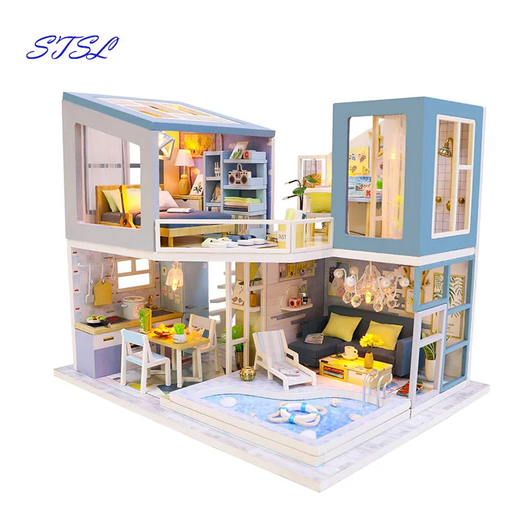 First meet handmade furniture DIY best gift for girls wooden doll house