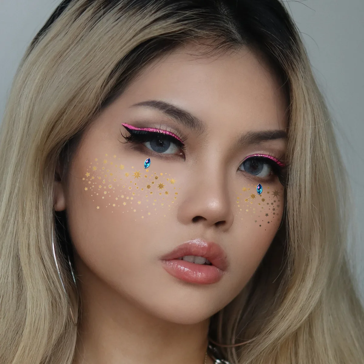 Золотая наклейка на лицо Missbloom с веснушками тату звезда и луна макияж для лица Праздничные