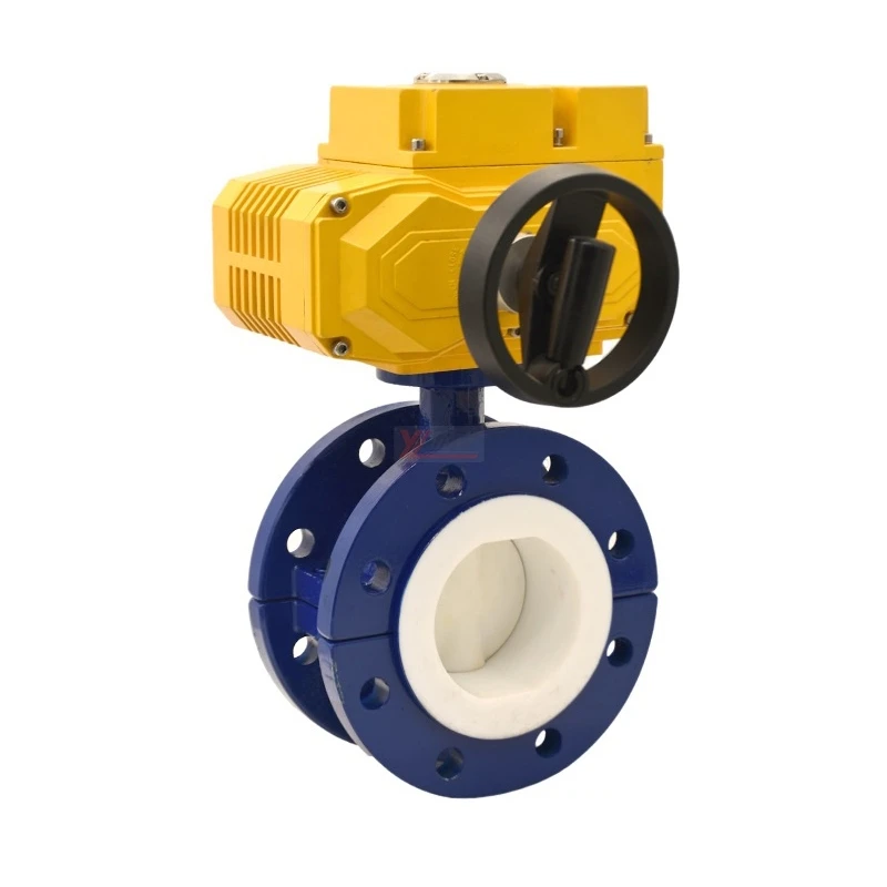 ANSI 150LB Stainless Steel 304 316 JIS 10K Pn16 WCB FEP F46 PFA Fluorine Lined Motorized AC220V Electric Flanged Butterfly Valve