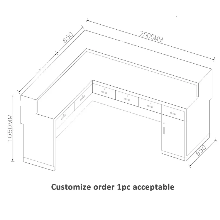 
Custom Made Simple Design L Shape White Cheap Medical Clinic Barber Reception Desk Beauty Salon 