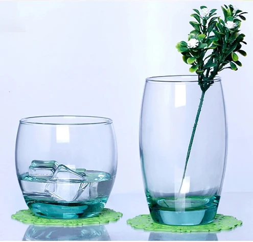 Wholesale High Quality Thin Glass  Water Tumbler Drinking Glass Tumbler Salto Ice Blue Wine Glass Tumbler